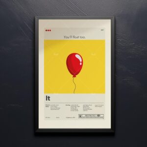 Mid-century modern graphic poster of It movie with retro design