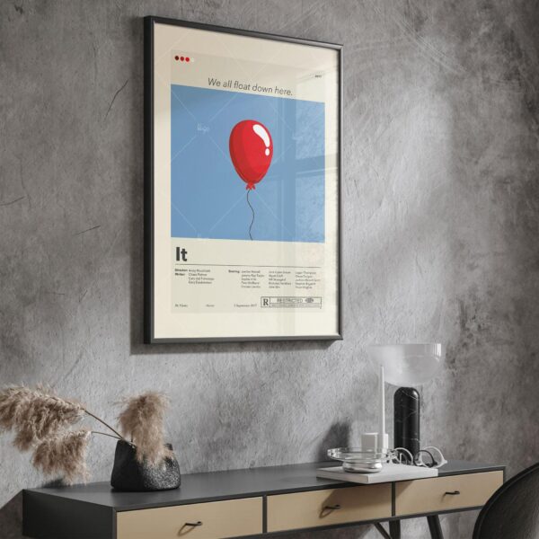 Mid-century modern styled It movie poster with retro design elements