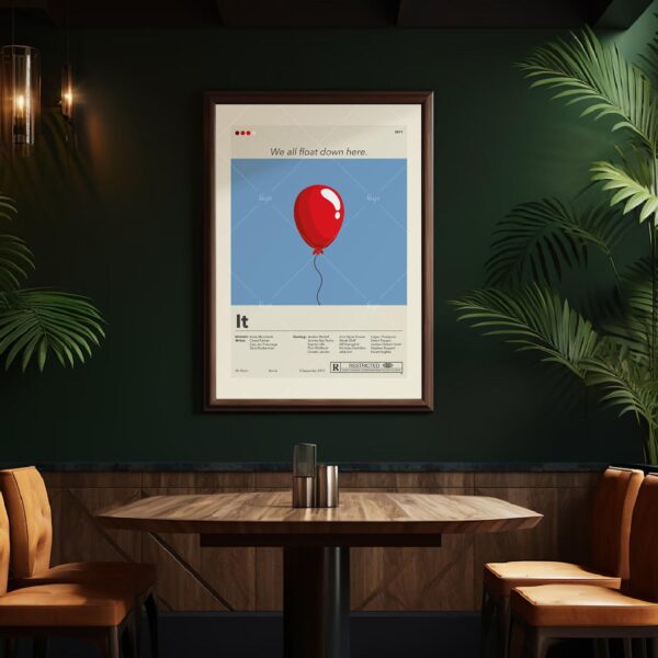 Mid-century modern styled It movie poster with retro design elements