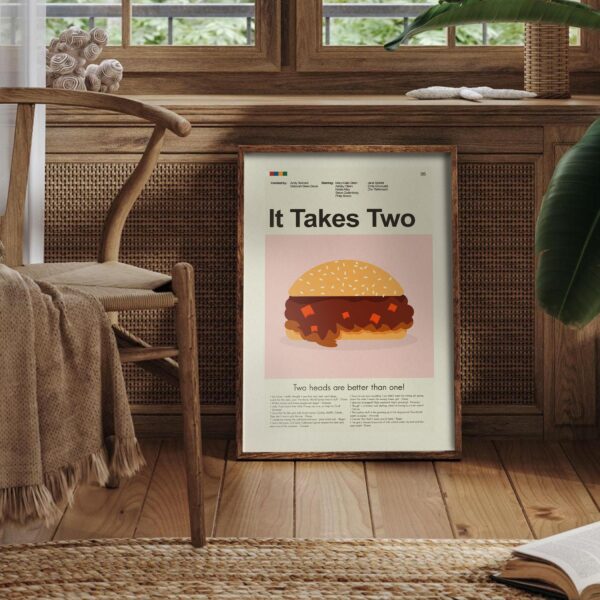 Mid-century modern It Takes Two movie poster featuring vintage furniture design