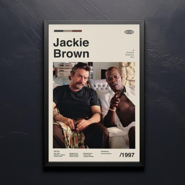 Jackie Brown movie poster in modern mid-century style design