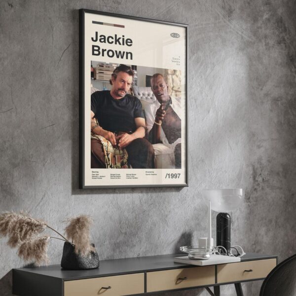 Jackie Brown movie poster in modern mid-century style design