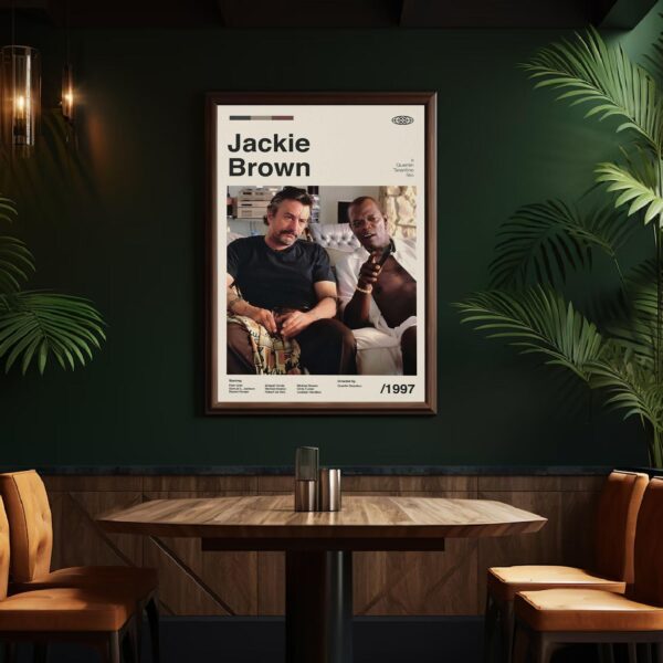 Jackie Brown movie poster in modern mid-century style design