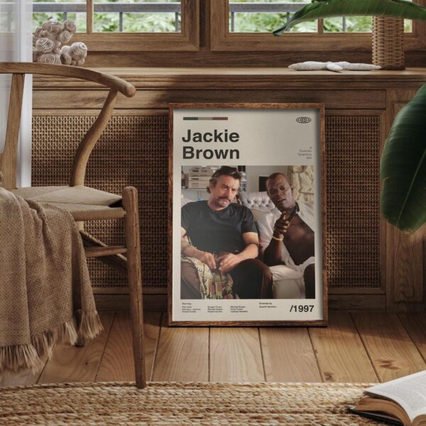 Jackie Brown movie poster in modern mid-century style design