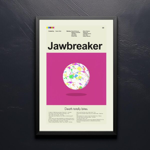 Mid-century modern Jawbreaker movie poster art with vintage design