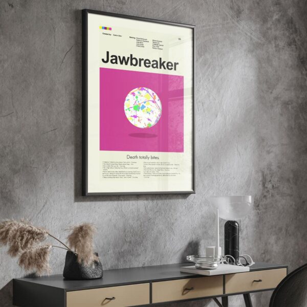 Mid-century modern Jawbreaker movie poster art with vintage design