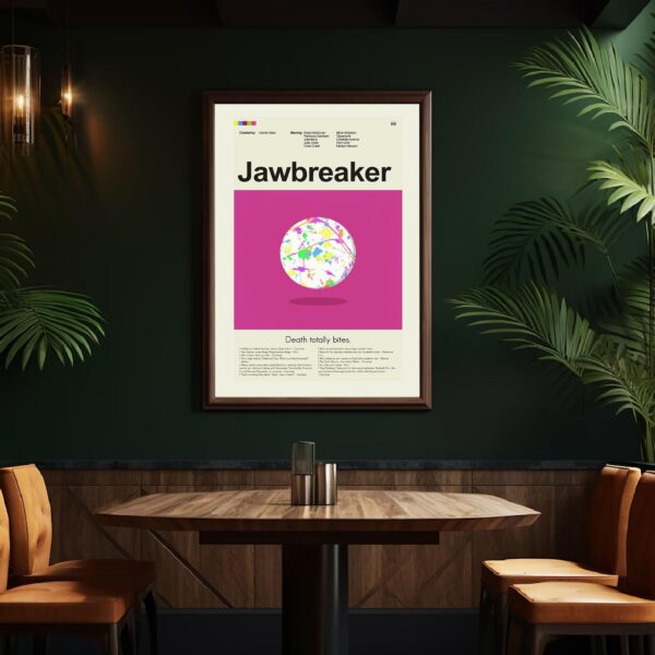 Mid-century modern Jawbreaker movie poster art with vintage design