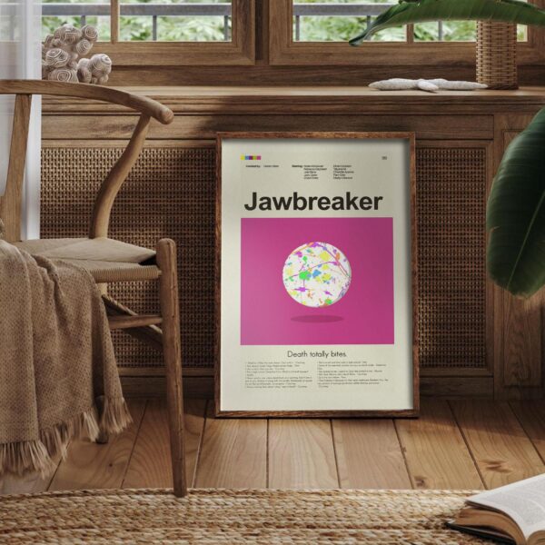 Mid-century modern Jawbreaker movie poster art with vintage design