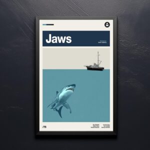 Jaws movie poster mid-century style retro artwork