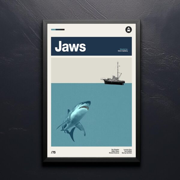 Jaws movie poster mid-century style retro artwork