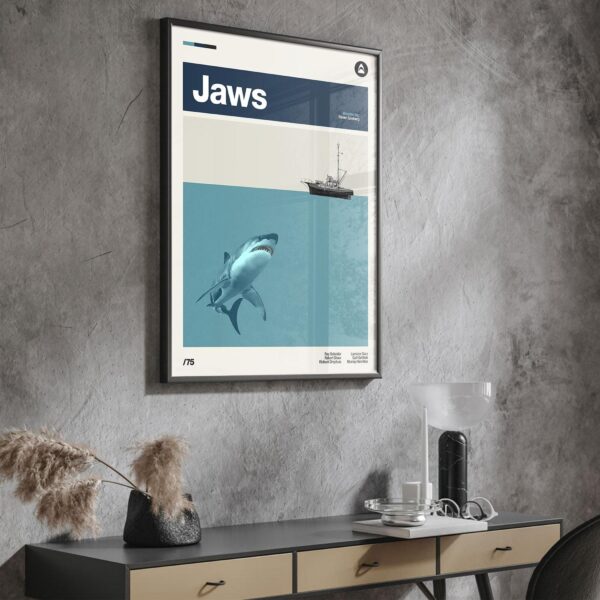 Jaws movie poster mid-century style retro artwork