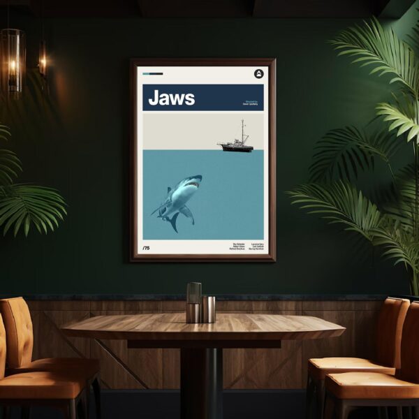 Jaws movie poster mid-century style retro artwork