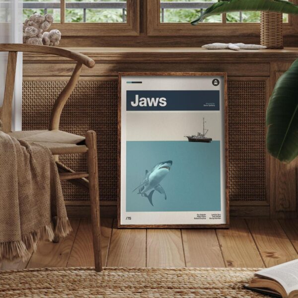 Jaws movie poster mid-century style retro artwork