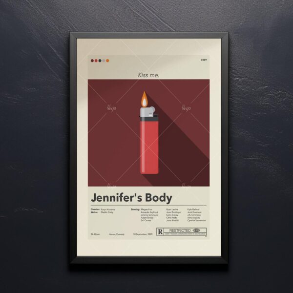 Mid-century modern style Jennifer's Body movie poster wall art