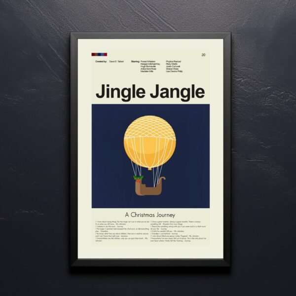Mid-century modern poster of Jingle Jangle Christmas Journey movie art