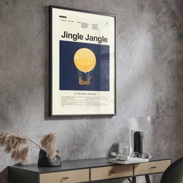 Mid-century modern poster of Jingle Jangle Christmas Journey movie art