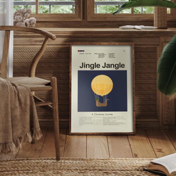 Mid-century modern poster of Jingle Jangle Christmas Journey movie art