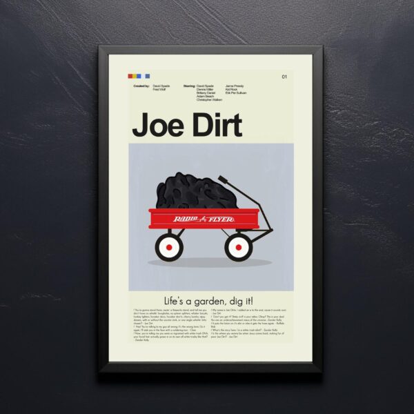 Mid-century modern style Joe Dirt movie poster with vintage design