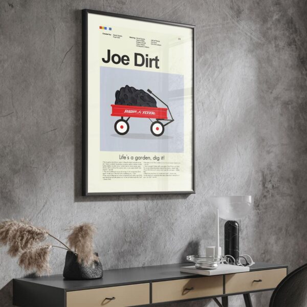 Mid-century modern style Joe Dirt movie poster with vintage design