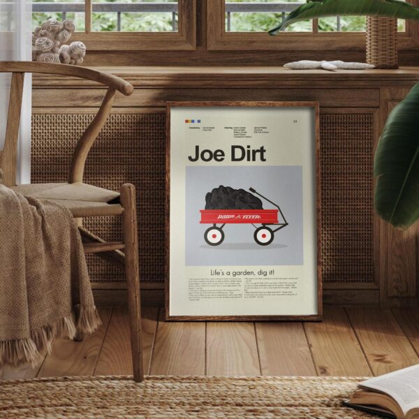 Mid-century modern style Joe Dirt movie poster with vintage design