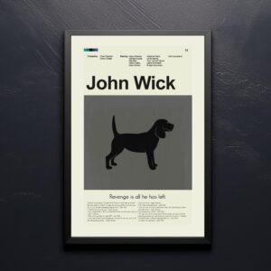 Mid-century modern John Wick movie poster print with retro design