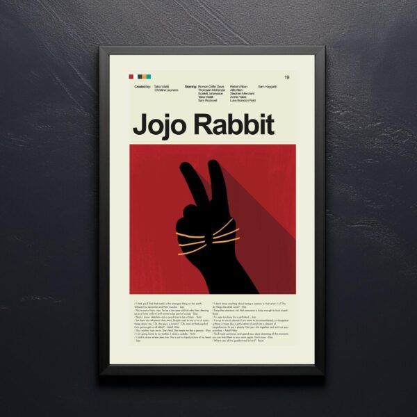 Jojo Rabbit movie poster styled as a mid-century modern artwork