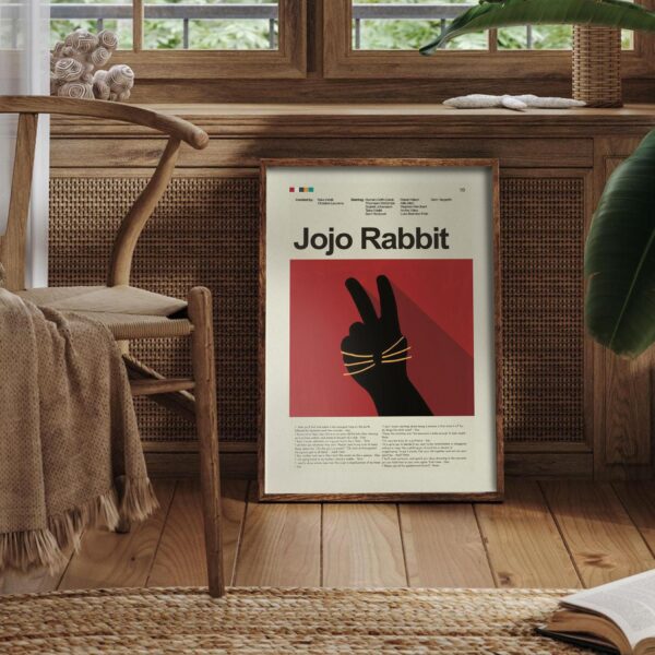 Jojo Rabbit movie poster styled as a mid-century modern artwork