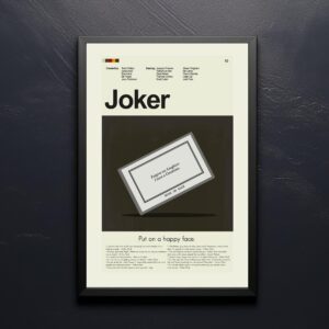 Mid-century modern style Joker movie poster print with abstract design