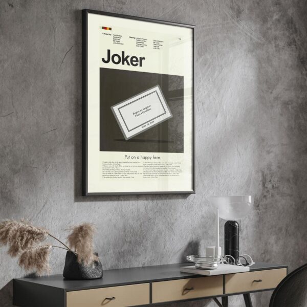 Mid-century modern style Joker movie poster print with abstract design