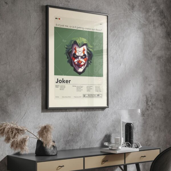 Mid-century modern style Joker movie wall poster art print