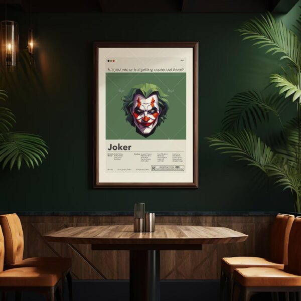 Mid-century modern style Joker movie wall poster art print