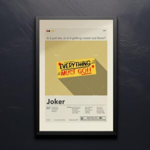 Mid-century modern Joker movie poster art with retro design elements