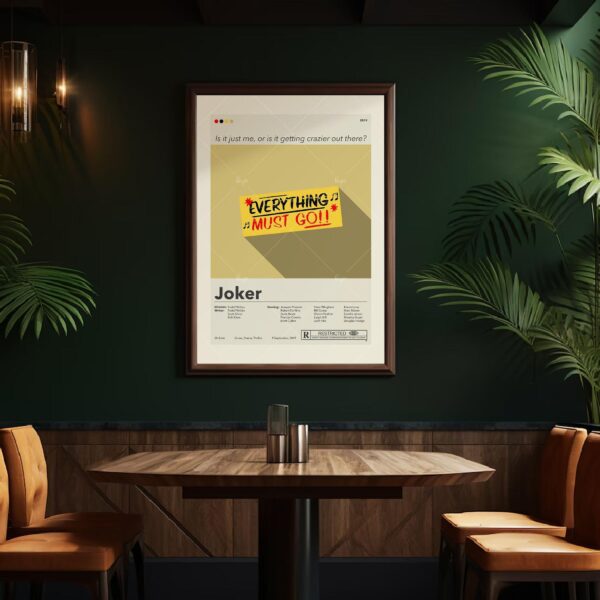 Mid-century modern Joker movie poster art with retro design elements