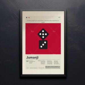 Mid-century modern style Jumanji movie poster from mid 20th century