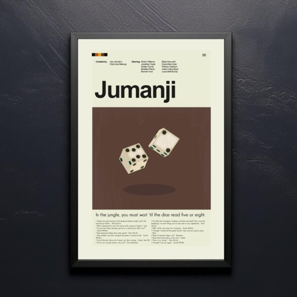 Mid-century modern style Jumanji movie poster wall art
