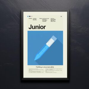 Mid-century modern Junior movie poster with vintage style artwork