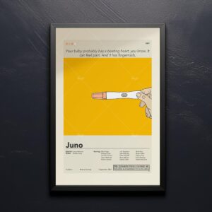 Juno movie poster in mid-century modern graphic design style