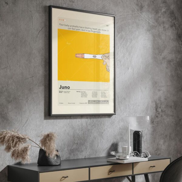 Juno movie poster in mid-century modern graphic design style