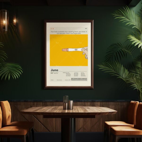 Juno movie poster in mid-century modern graphic design style