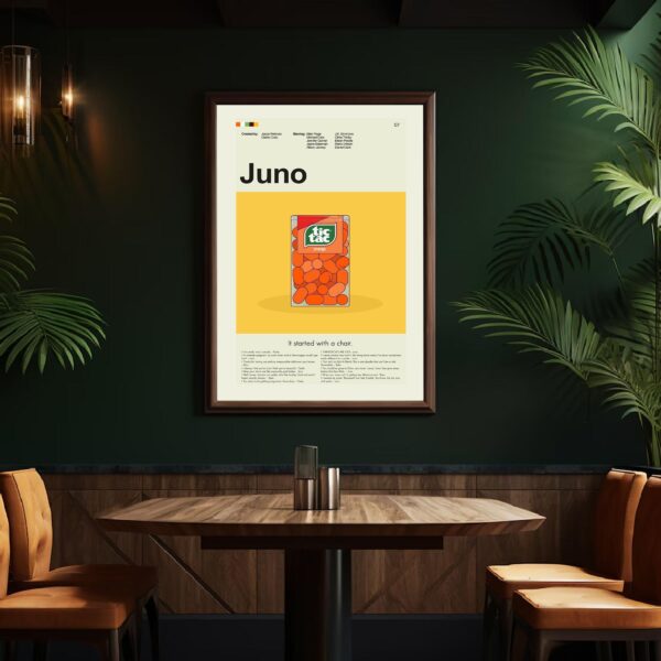 Juno movie poster featuring mid-century modern furniture design