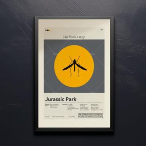 Jurassic Park movie poster styled as mid-century modern house art