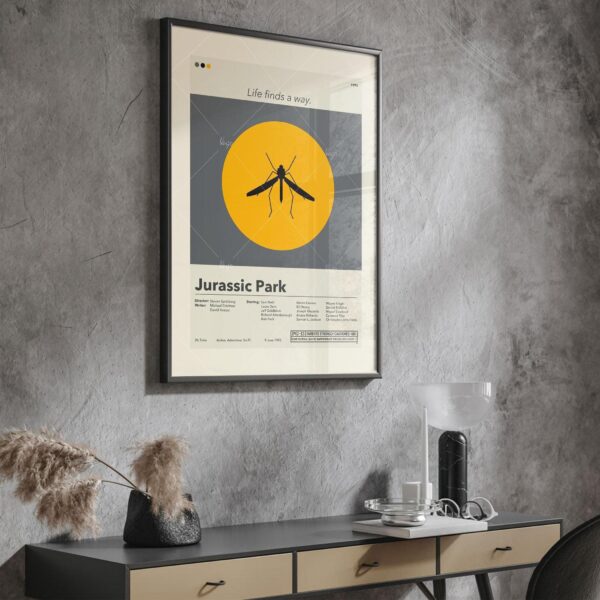 Jurassic Park movie poster styled as mid-century modern house art