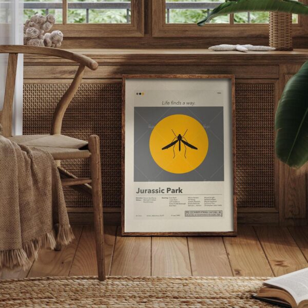 Jurassic Park movie poster styled as mid-century modern house art