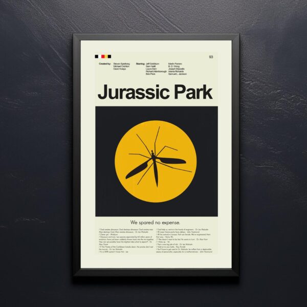 Mid-century modern style Jurassic Park movie poster art