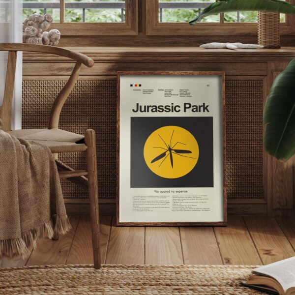 Mid-century modern style Jurassic Park movie poster art