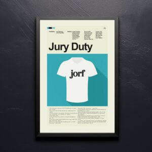 Vintage mid-century modern Jury Duty movie poster with classic typography