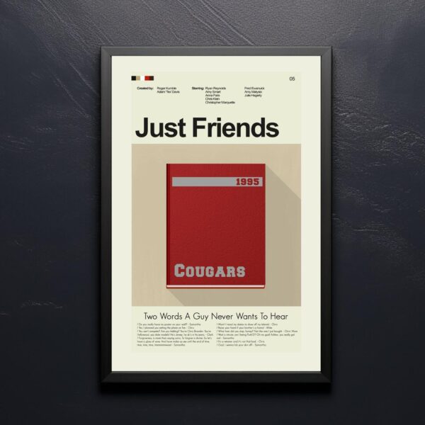 Just Friends movie poster with mid-century modern design elements and style