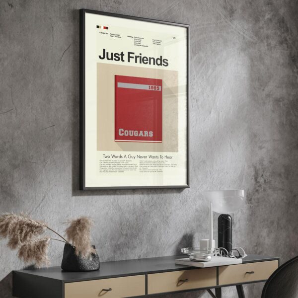 Just Friends movie poster with mid-century modern design elements and style