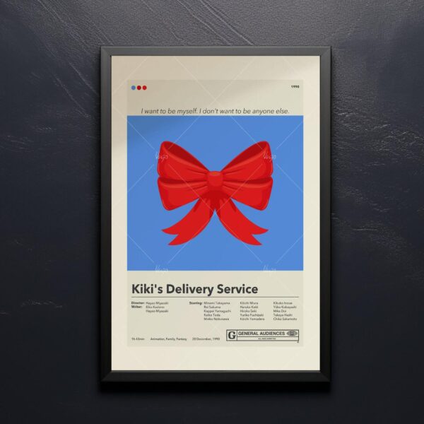 Kiki's Delivery Service movie poster with mid-century modern design style