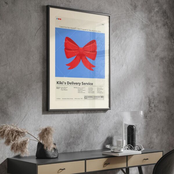 Kiki's Delivery Service movie poster with mid-century modern design style